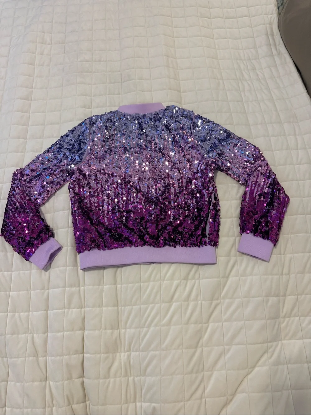 H&M Sequin Bomber Jacket in Ombré Pink/Violet Size 10 GIrls